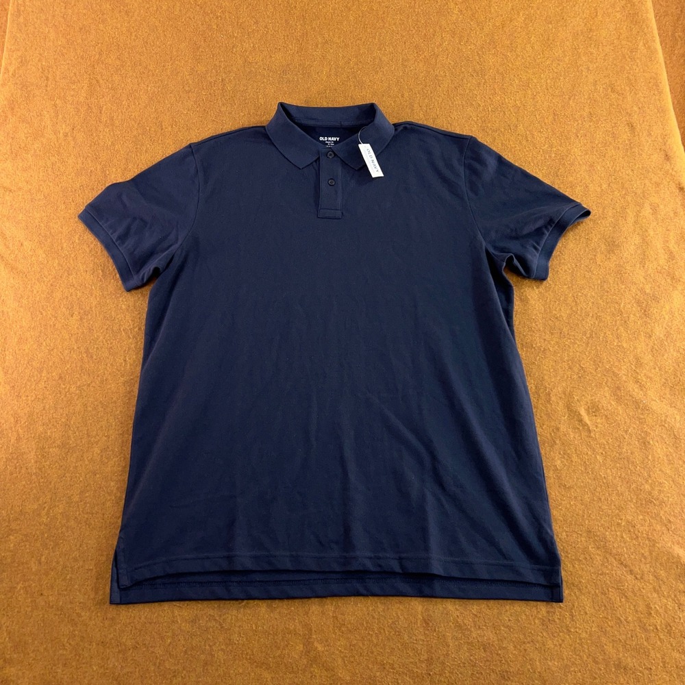 Old Navy Mens XL Tall Navy Blue Pique Knit Short Sleeve Polo Shirt NWT